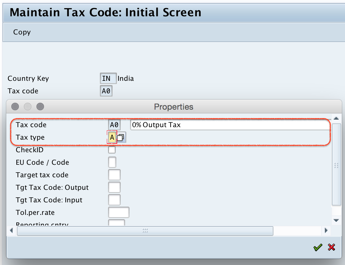 Define A0 Tax Codes for Non Taxable Transactions