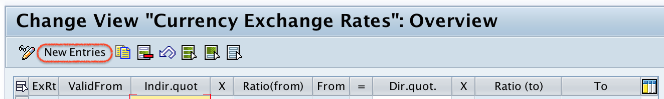 Maintain Exchange rates new entries