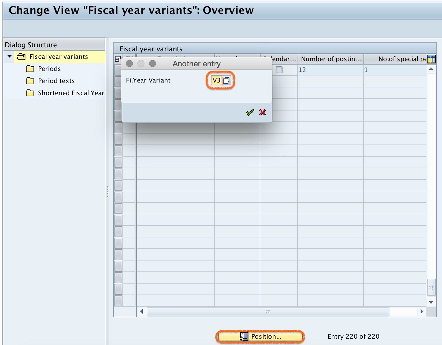 SAP V3 fiscal year variant key