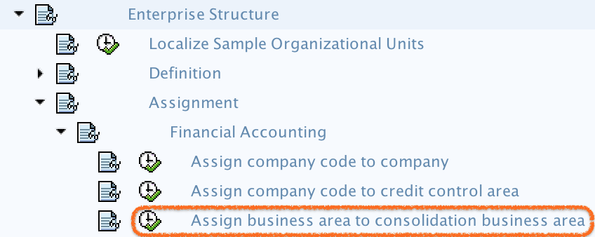 assign business area to consolidation business area Path