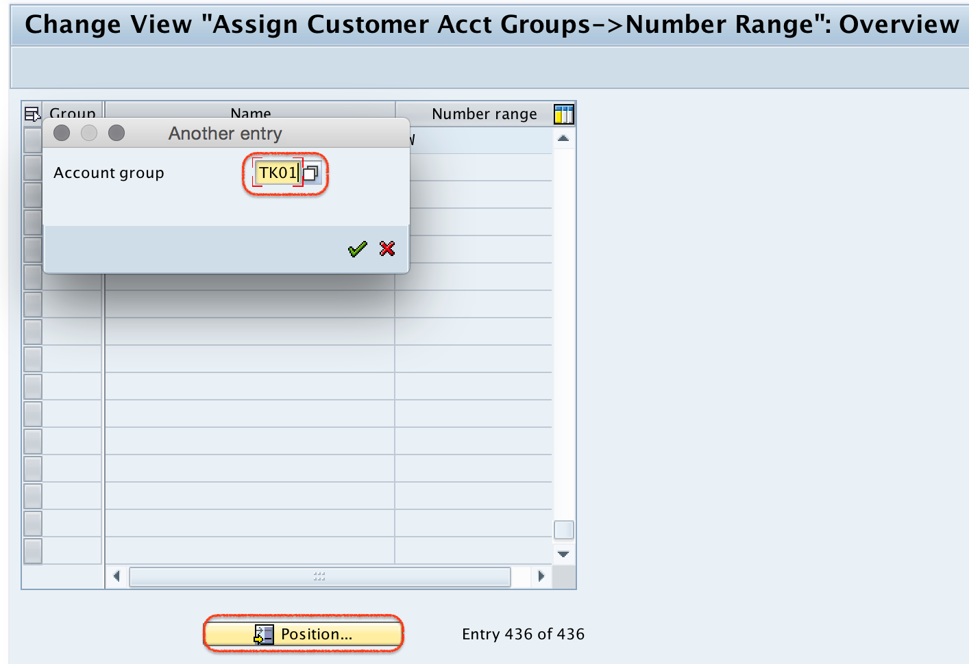 Assign Customer Acct Groups --> Number Range overview
