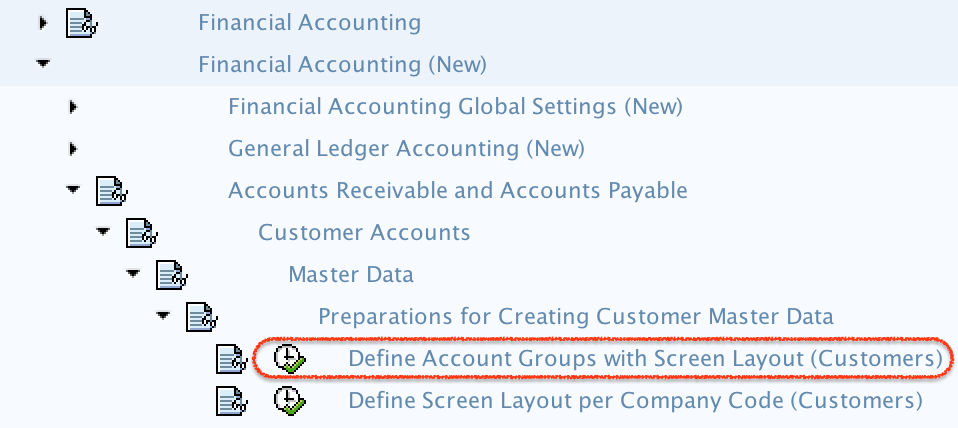 Define Customer Account Groups in SAP - menu path