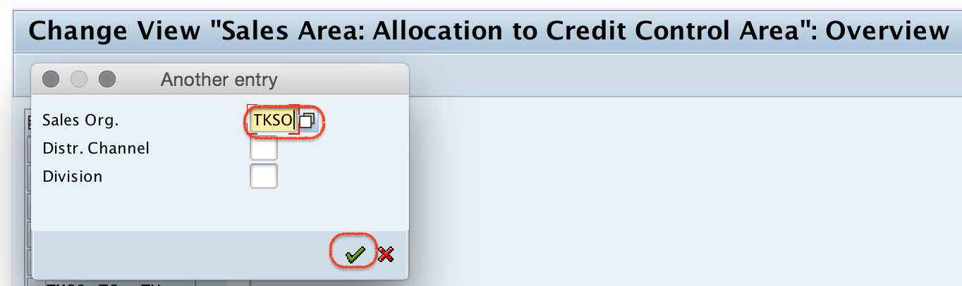 sales area: allocation to credit control area overview