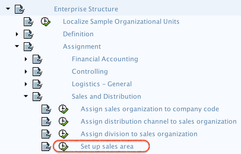 setup sales area in SAP - menu path