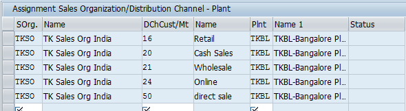 Assign Sales organization, Distribution Channel, Plant