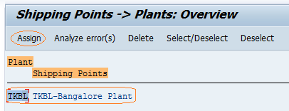 Assign Shipping Point to Plant in SAP