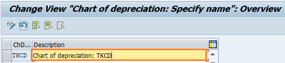 SAP chart of depreciation specify