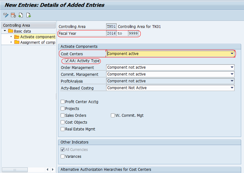 Activate Cost Center Accounting in Controlling Area SAP