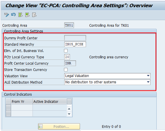 Controlling area settings configurations in SAP