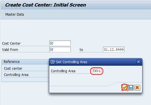 creation of cost center set controlling area sap