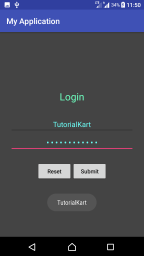 Click on Submit - Toast User Name - Kotlin Android Tutorial - www.tutorialkart.com