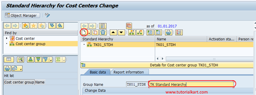 standard hierarchy for cost center changes SAP