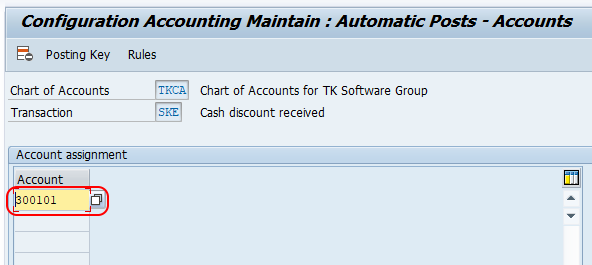 Define Accounts for Cash Discount Taken in SAP