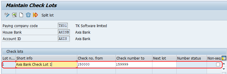 Maintain check lots in SAP