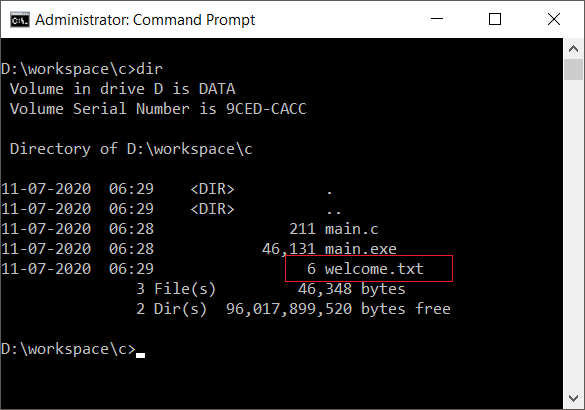 C Delete File - File Located in Current Directory