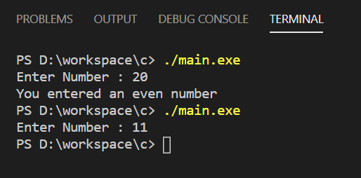 C If Statement - Program Output