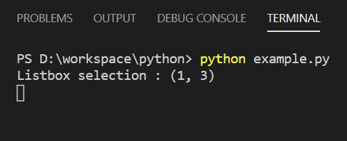 Tkinter Listbox Selection Output