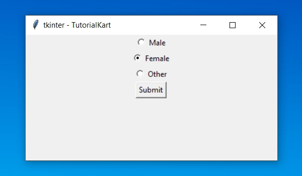 Python Tkinter Radiobutton Tutorial