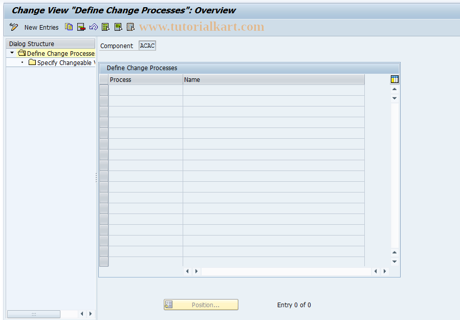 SAP TCode 0FILA001CE_1 - Change Processes Rest. NEWL