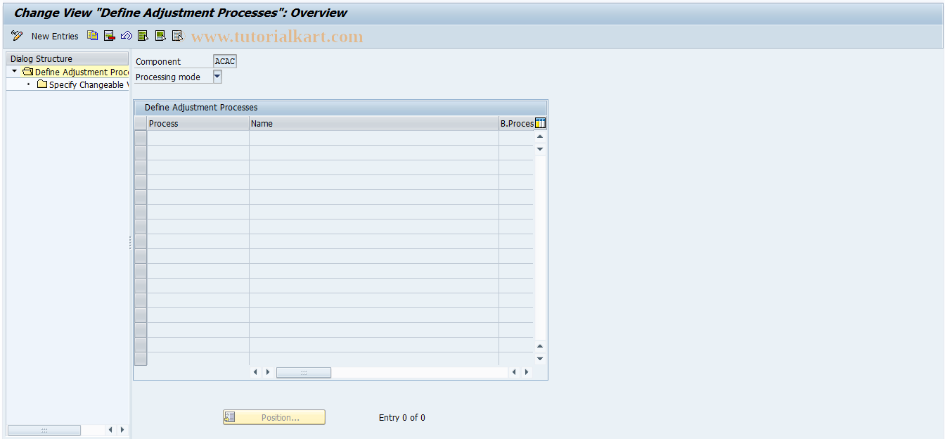 SAP TCode 0FILA001CE_2 - Define Adjustment Processes