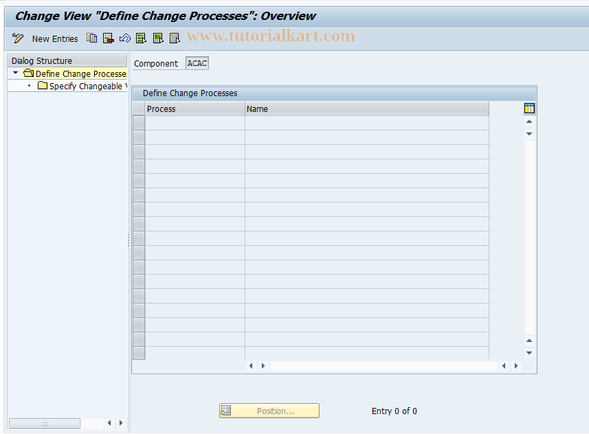 SAP TCode 0FILA001CE_6 - Change Process Rest. CONT