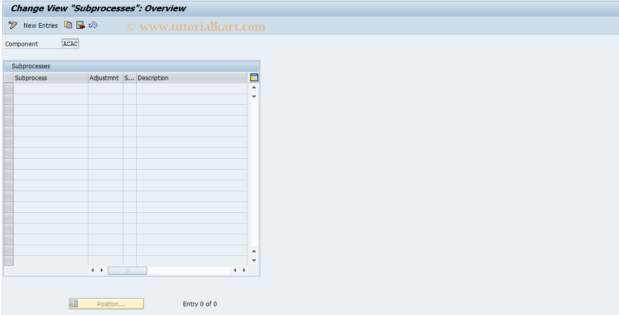 SAP TCode 0FILA001S_1 - Subprocesses