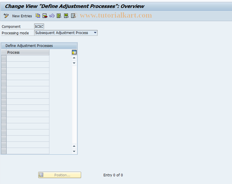SAP TCode 0FILA001_2 - Define Adjustment Processes