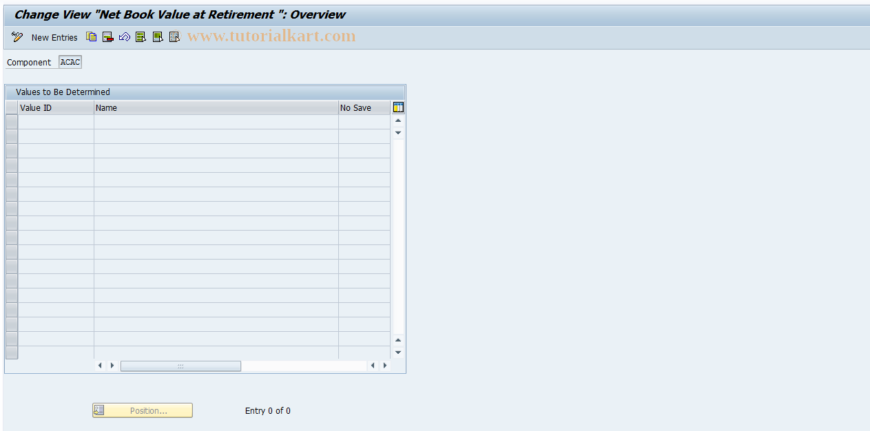 SAP TCode 0FILA003_14 - Net Book Value at Retirement