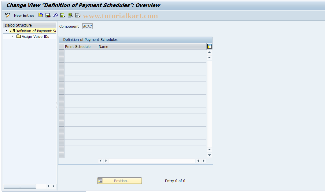SAP TCode 0FILA007CF_1 - Definition of Payment Schedules