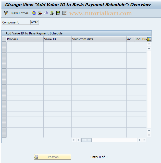 SAP TCode 0FILA007C_1 - Add Value ID to Basis Payment Schedule 