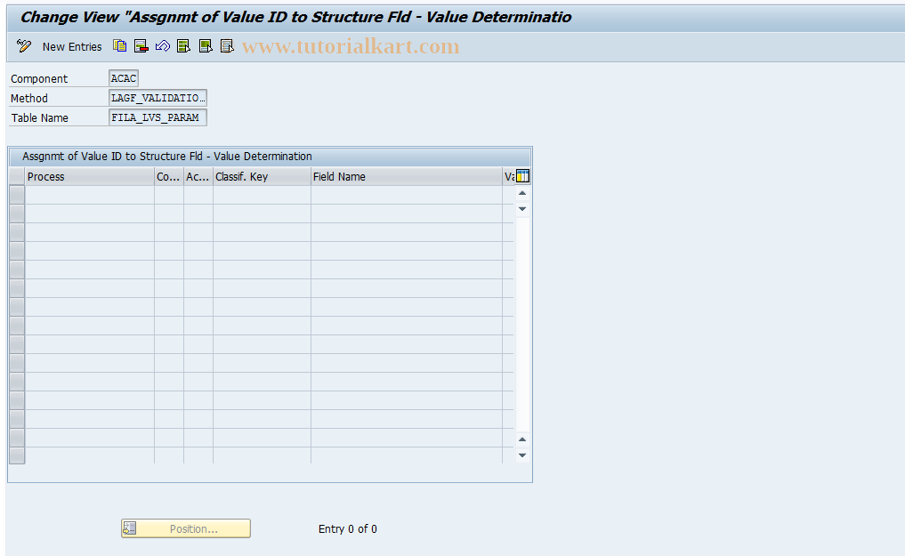 SAP TCode 0FILA009_11 - Fill Basis Struct. for Validations