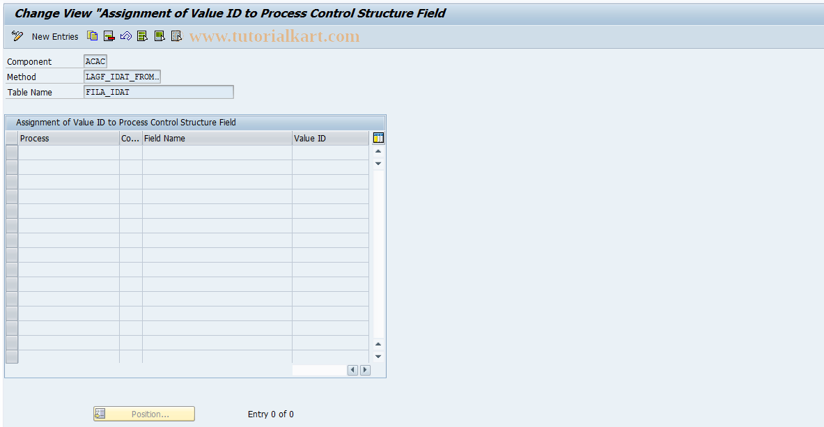 SAP TCode 0FILA009_20 - Fill IDAT Structure for Control