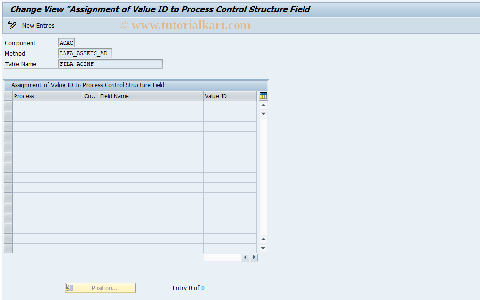 SAP TCode 0FILA009_22 - Fill Structure for Changing Asset