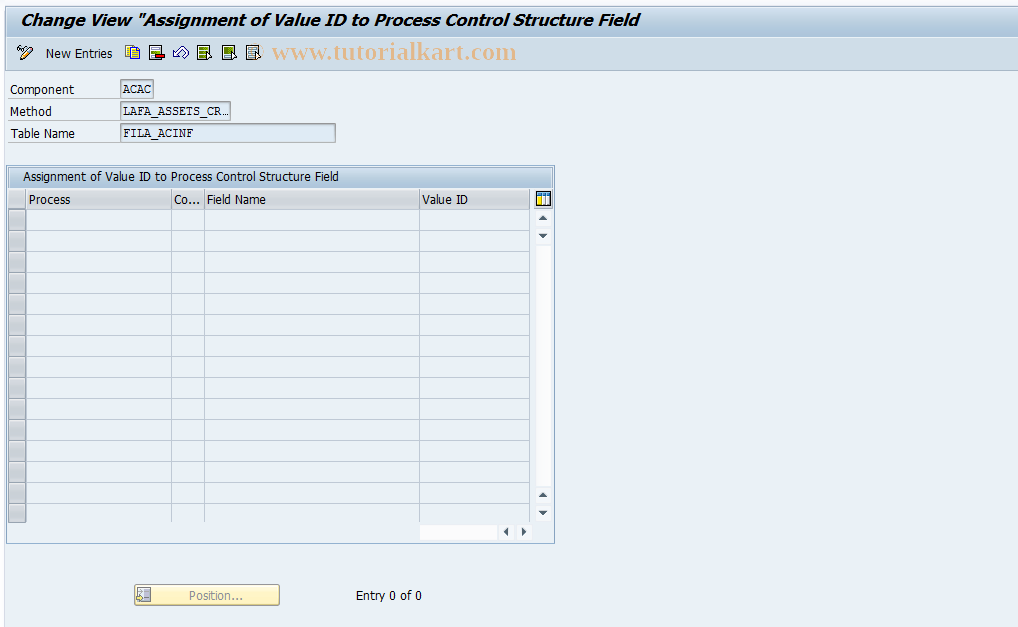 SAP TCode 0FILA009_4 - Fill Structure for Creating Asset