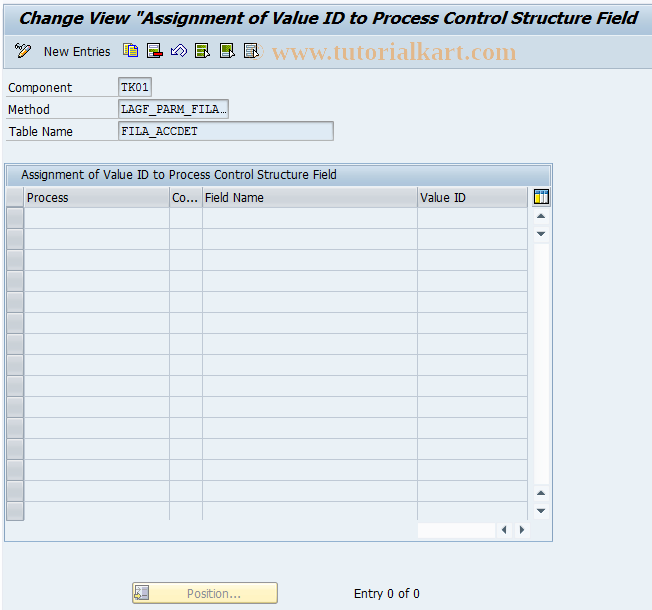 SAP TCode 0FILA009_8 - Assign Structure for Account  Assignmt