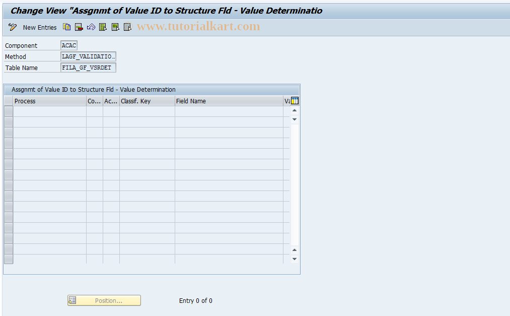 SAP TCode 0FILA009_9 - Fill Basis Struct. for Valid.Determ.