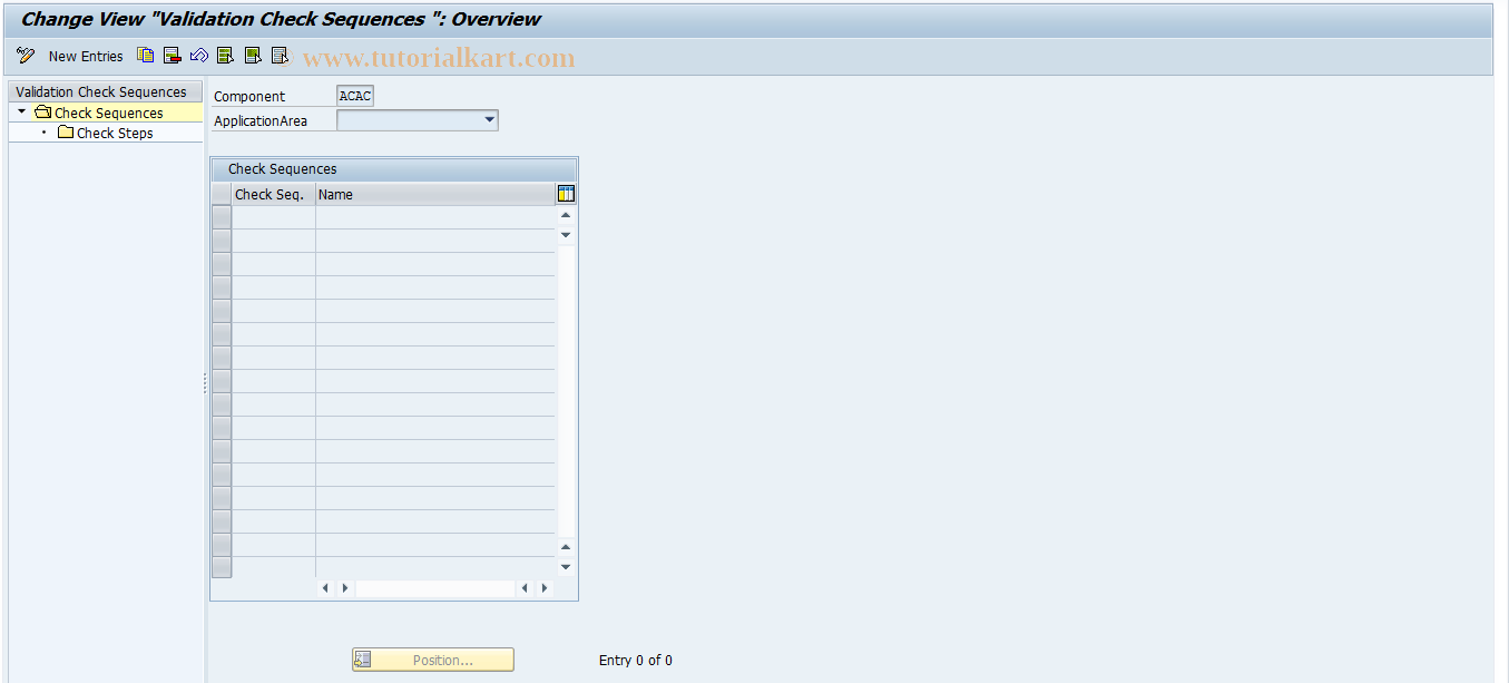 SAP TCode 0FILA110_2 - Validation Check Sequences/Steps