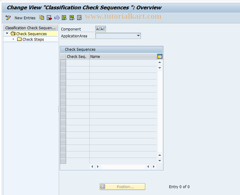 SAP TCode 0FILA110_3 - Classification Check Sequences/Steps