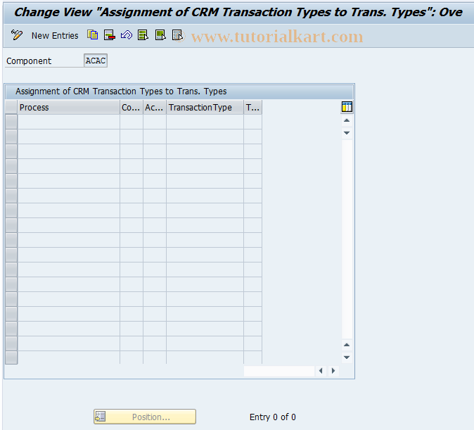 SAP TCode 0FILAFA001_1 - Assignment of  Transaction  to  Transaction  Types