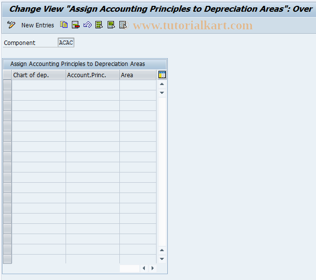 SAP TCode 0FILAFA002_1 - Assignment Account  Princ. to Department  Area