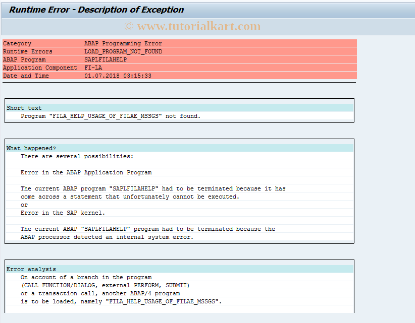 SAP TCode 0FILAHELP_01 - Control List of FILAE-MSGNOs Used