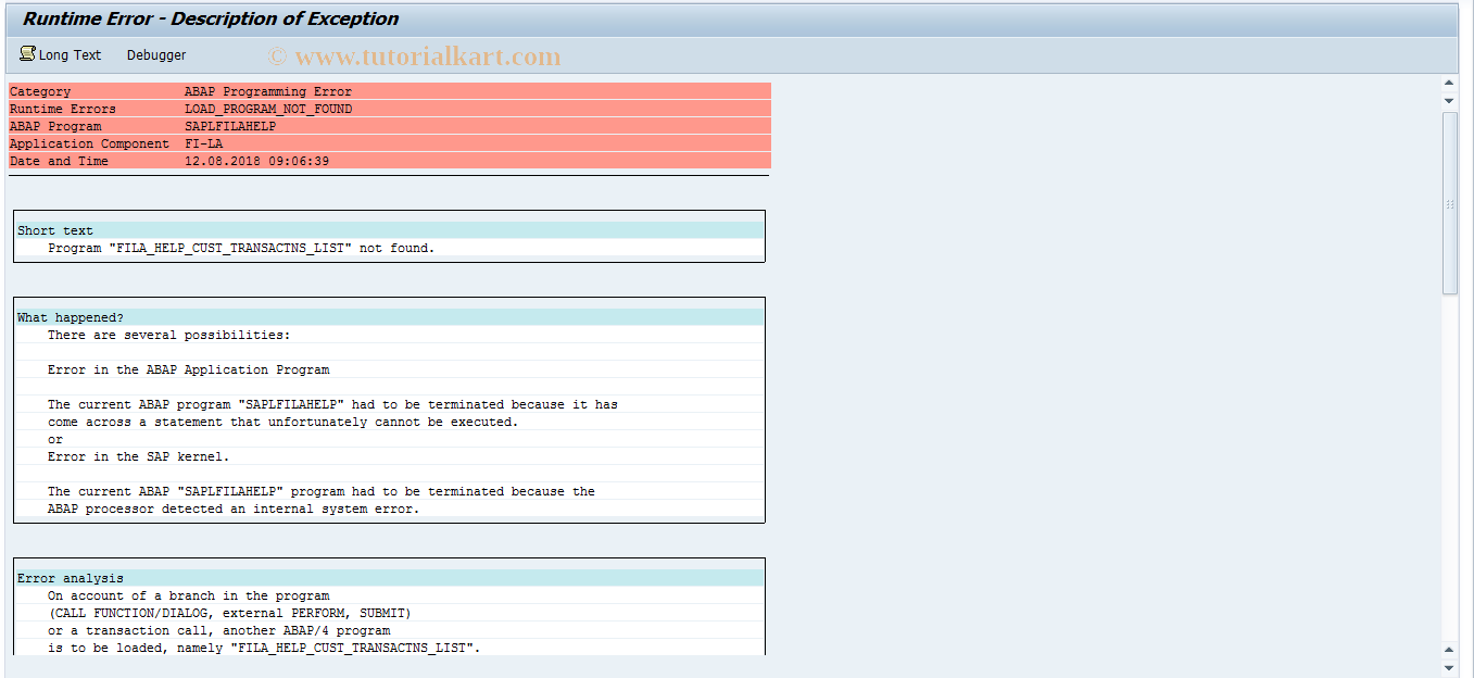 SAP TCode 0FILAHELP_04 - List of Parameter Transactions