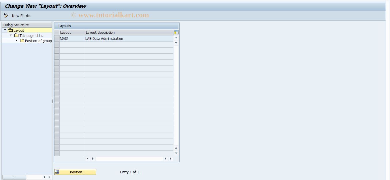 SAP TCode 0FILALAYOUTADMN - Tabstrip Explorer/Adjustments