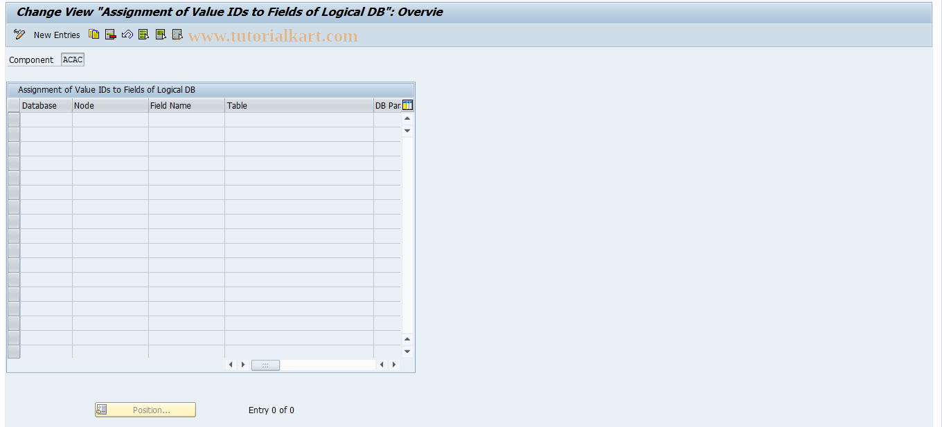 SAP TCode 0FILALDB000_01 - Struct. of Selection Condition -Component