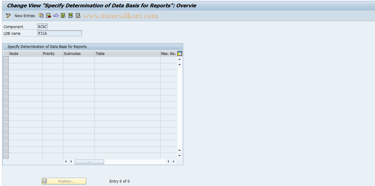 SAP TCode 0FILALDB001_02 - Specify Determination of Data Basis