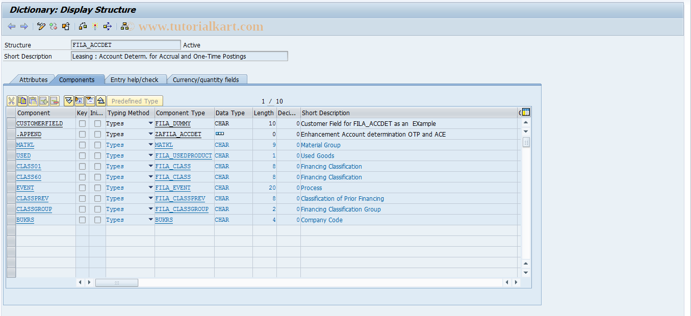 SAP TCode 0FILASTRUC_ACCDET - Leasing: Account  Determ. for Accrual