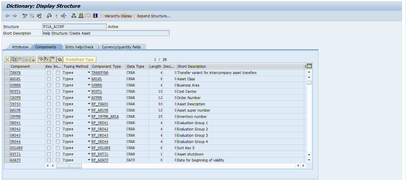 SAP TCode 0FILASTRUC_ACINF - Struc. Enhancement for Substitution