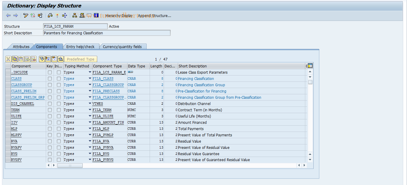 SAP TCode 0FILASTRUC_LCS_PARAM - Param. Classification Financing