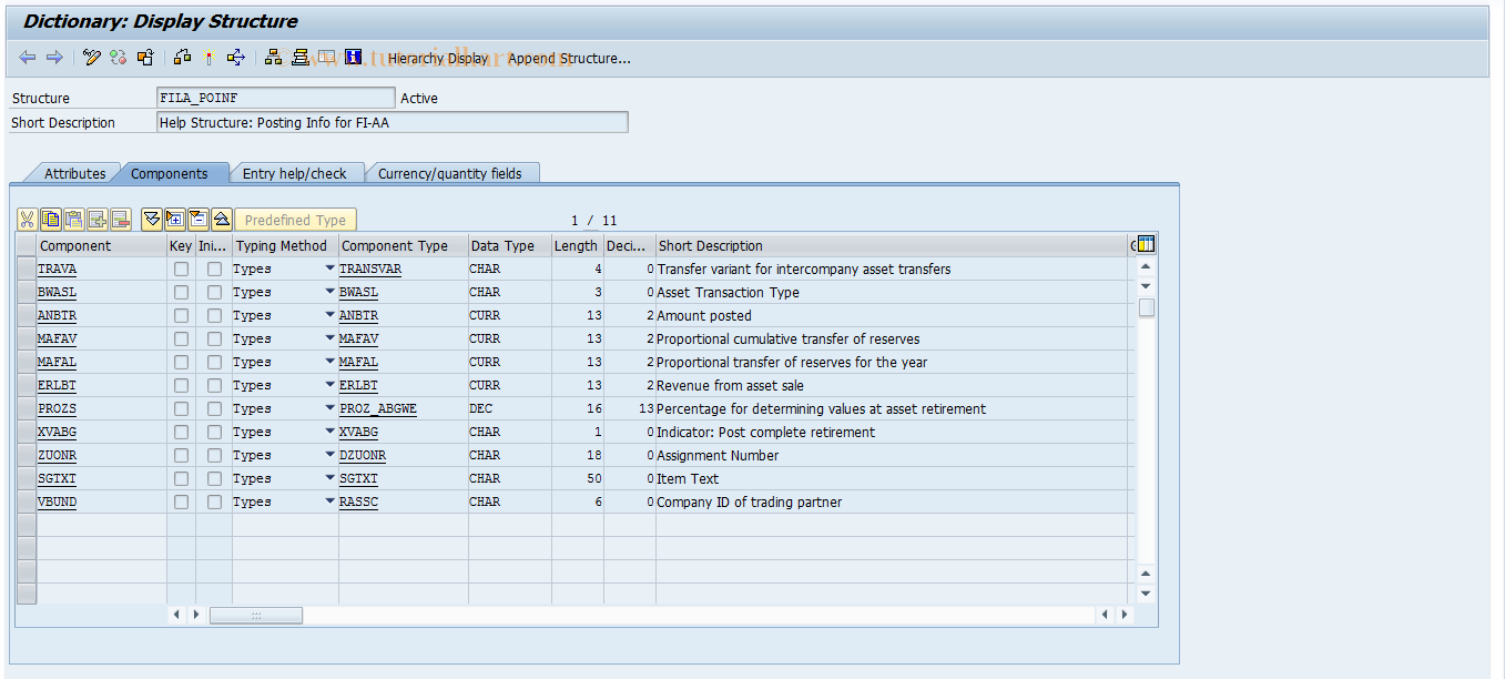 SAP TCode 0FILASTRUC_POINF - Struc. Enhancement for Substitution