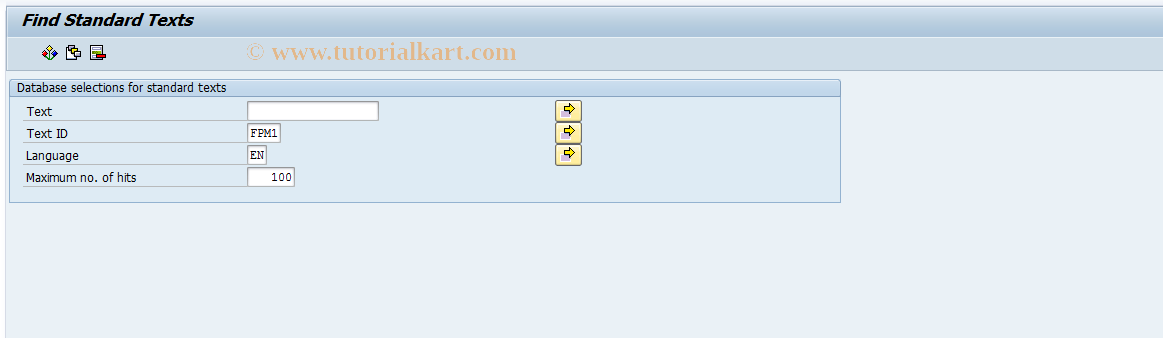 SAP TCode 0FPM001 - Define Standard Texts for Carry/Fwd